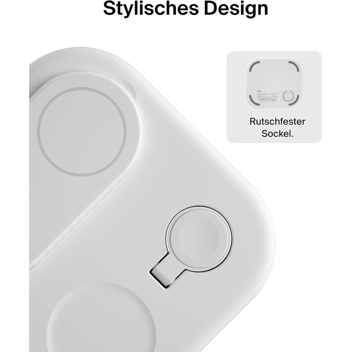 Зарядний пристрій Belkin BoostCharge 3-в-1 з підтримкою Qi2, 15 Вт, MagSafe, для iPhone, Apple Watch, AirPods