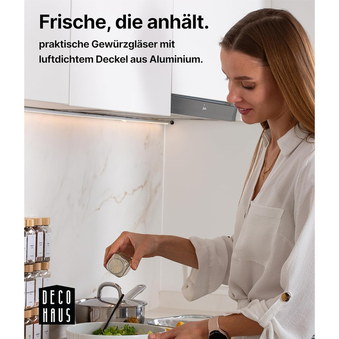 Набір скляних баночок для спецій Deco haus® з кришкою та ситом [+Етикетки] - 24 шт.