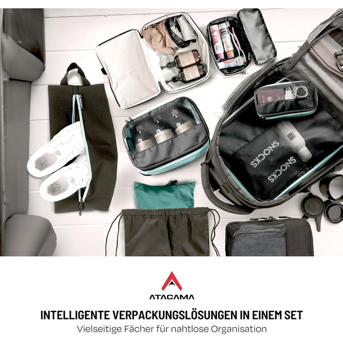 Набір кубиків-органайзерів для подорожей Atacama Premium: компресійні мішки для рюкзака та валізи (набір 6/8)
