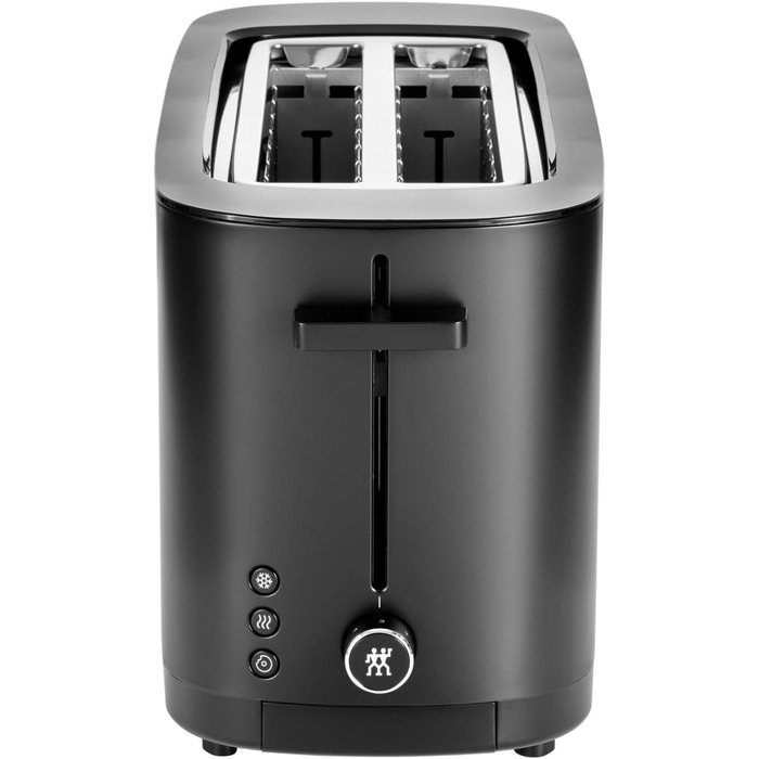 ZWILLING ENFINIGY Toaster with 3 automatic programs, 7 browning levels, and an auto-off function, long-slot toaster for 4 short or 2 long slices, with a roll holder attachment, Black with attachment Black
