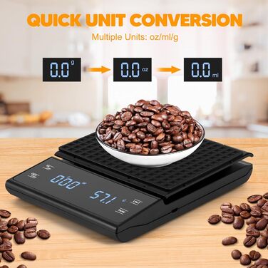 Електронні ваги для кави Viitech, до 3 кг, з таймером, 0.1 г, для дому та офісу