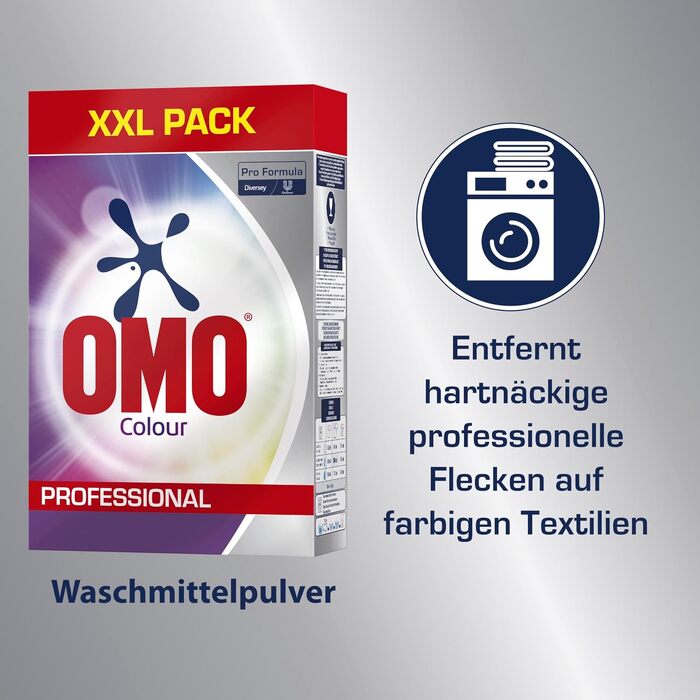 Пральний порошок Omo Professional Colour для кольорових речей, 7 кг – високоефективний засіб для прання, захист кольору та видалення плям, 140 циклів
