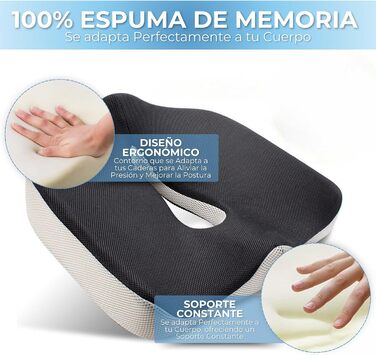 Подушка для сидіння Coxiskissen: ергономічна подушка для офісного крісла з Memory Foam, для спини, стегна, тазу, від болю в спині, геморою, радикуліту, для інвалідного візка, знімний чохол