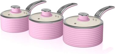 Swan 5-Piece Frying Pan Set, Retro Design, Aluminum, 29.5x47x18 cm (Rose)