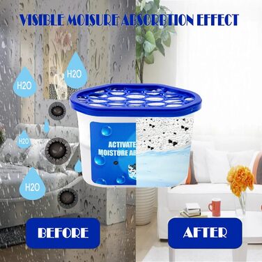 Moisture Absorber Boxes, 4 Pack, 284 ml, Dehumidifier for Closet, Bathroom, Basement, Home, Bedroom, Moisture Packs for Car, Disposable Desiccant