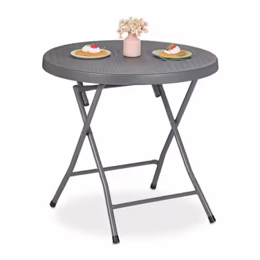 Relaxdays Folding Garden Table with Rattan Look