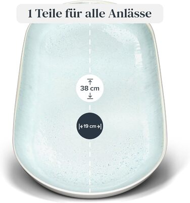 Сервірувальна тарілка Steingut Ibiza - велика, овальна, бежево-блакитна. Ідеальна для створення атмосфери Середземномор'я