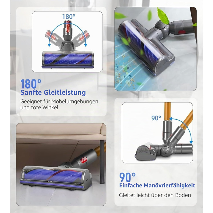 Оригінальна насадка-турбощітка Dyson V7 V8 V10 V11 V15 для твердих підлог та килимів (анти-заплутування)