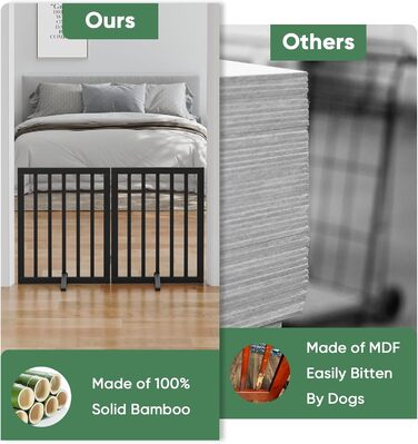 Сітка для собак, бамбук, перегородка для кімнат, перегородка для собак, ворітка для собак, сітка для собак з металевими ніжками, 3 панелі (білий)