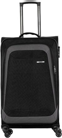 Чемодан NOWI Korfu Weichschaen Troey – середній, тканинний, 50 літрів, 4 колеса та кишеня | Легкий дорожній чемодан для жінок та чоловіків (XL, чорний)