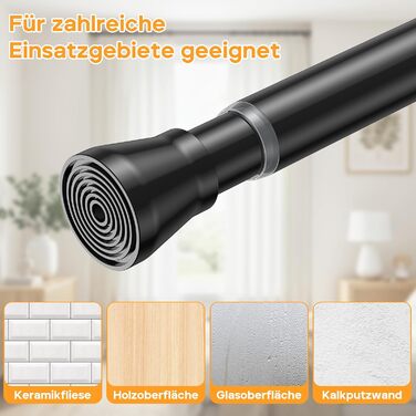 Тelescopic штанга для карнизів без свердління 120-200 см - для штор, душових перегородок, вікон, ванної кімнати (1 шт., чорний)