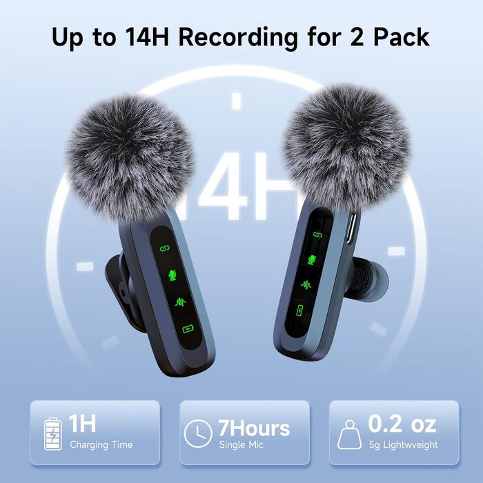 Портативний мікрофон для iPhone та USB-C, міні мікрофон з шумозаглушенням та LED-дисплеєм, ідеальний для Vlog та TikTok