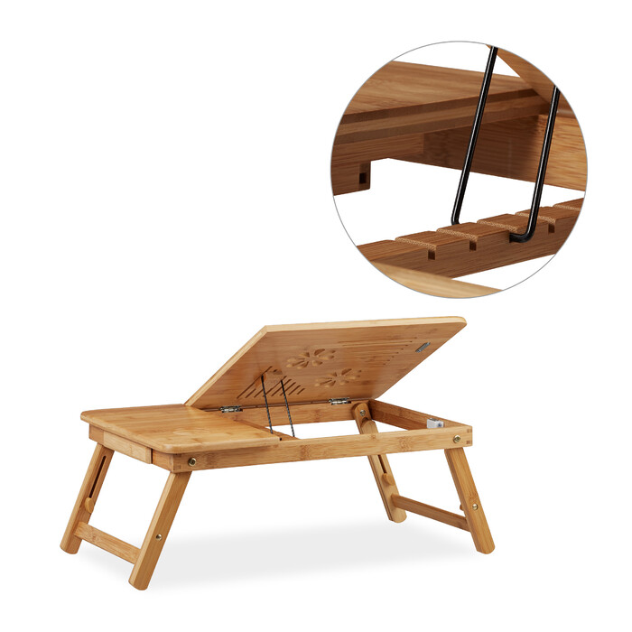 Relaxdays Height-Adjustable Laptop Table Bamboo