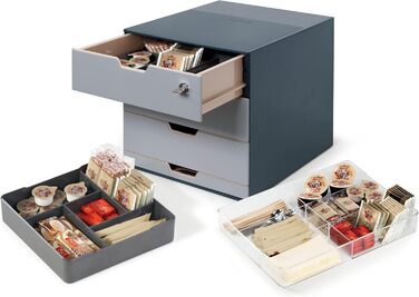 Компактна скринька для кави та чаю (2 ящики) сірого кольору, 338358
