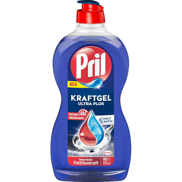 Засіб для миття посуду Pril Kraft Gel Ultra Plus, гель для ручного миття з високою жиророзчинною здатністю, 450 мл, 6 шт