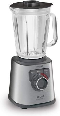 Krups KB403D Perfectmix + High-Performance Blender | 1.200W | 28,000 RPM | 2L Glass Container | 3 Pre-Set Programs | Powelix Technology | Stainless Steel/Dark Grey