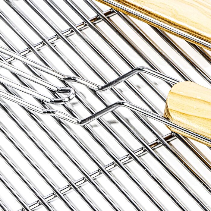 Решітка для гриля BBQ, 54x34 см, з нержавіючої сталі, з ручками, для газових та купольних грилів