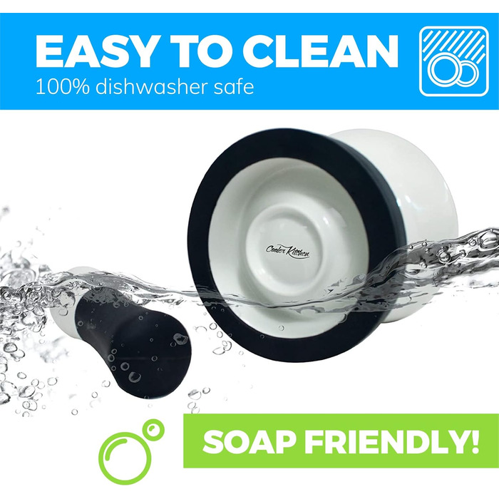 Набір для розмелювання спецій EZ-Grip: ступка та товкачок з силікону та порцеляни, чорний (11,5 см)