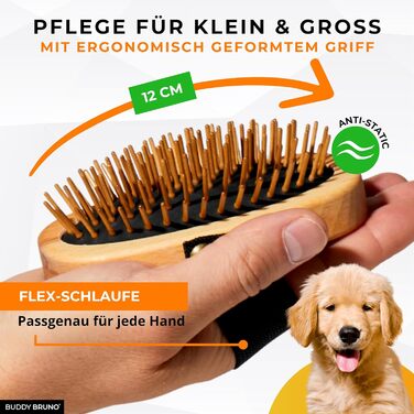 Щітка для собак з довгим волоссям для видалення підшерстка - 100% натуральна щетина, Made in Germany. М'яка щітка для розплутування та вирівнювання шерсті без вискубування - масивний дерев'яний ручка з сертифікацією FSC® + додатковий засіб для чищення щіт