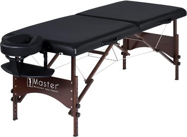Масажний стіл Argo Master Massage 71 см, складний, портативний, чорний, з сумкою, дерев'яні ніжки з горіха
