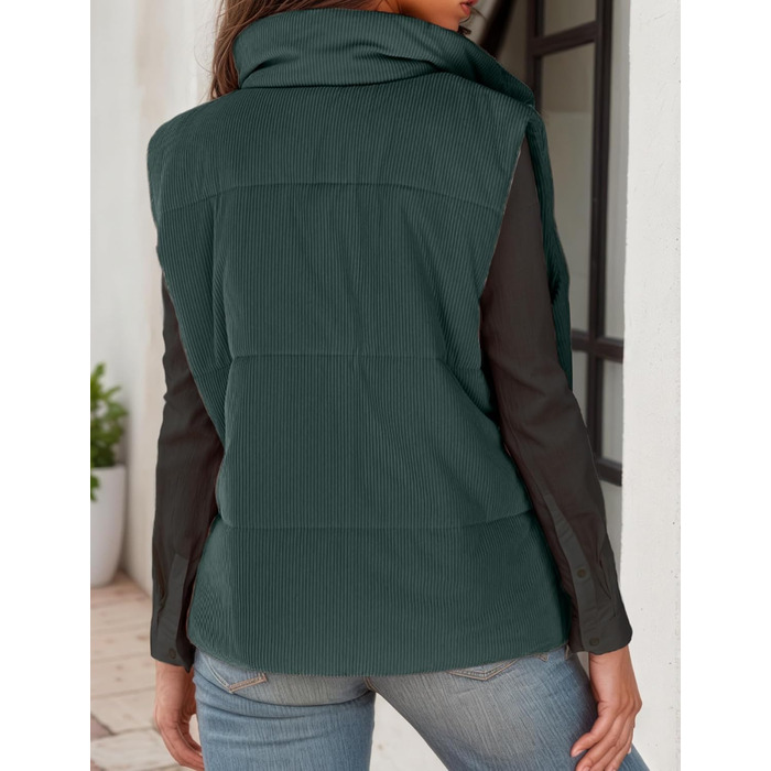 Жіноча тепла зимова жилетка FEOYA з коміром-стійкою, короткий фасон, степкова жилетка з пухозаповнювачем, без рукавів, для переходу між сезонами, тепла, зелена (M)