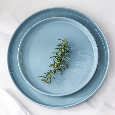 Набір посуду GBHOME для 4 осіб, 12 предметів: тарілки, миски, чашки з глазурованим дном, стійкий до подряпин та сколів, підходить для миття в посудомийній машині та використання в мікрохвильовій печі, блакитний колір