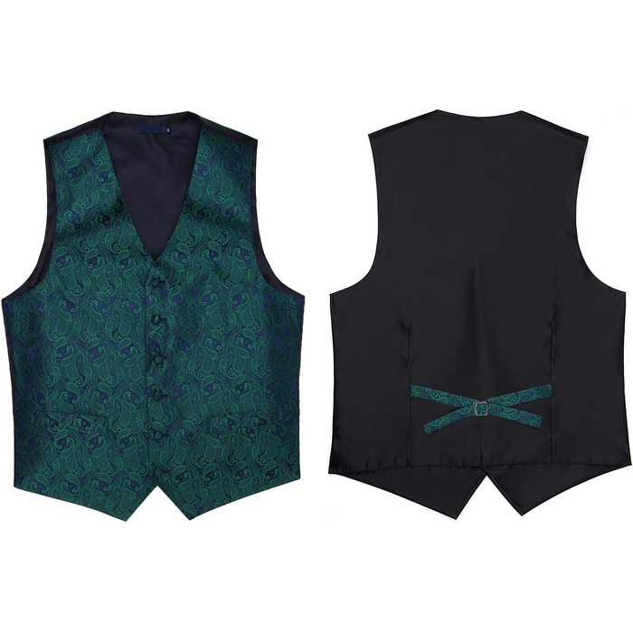 Костюмний комплект Enlision: жилет, краватка та нагрудна хустинка з квітковим візерунком пале, розмір S, зелений