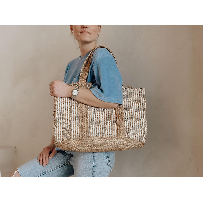 Decorasian Jute Shopping Bag – Jute Bag – Shopping Bag in Boho Style – Ibiza Bag