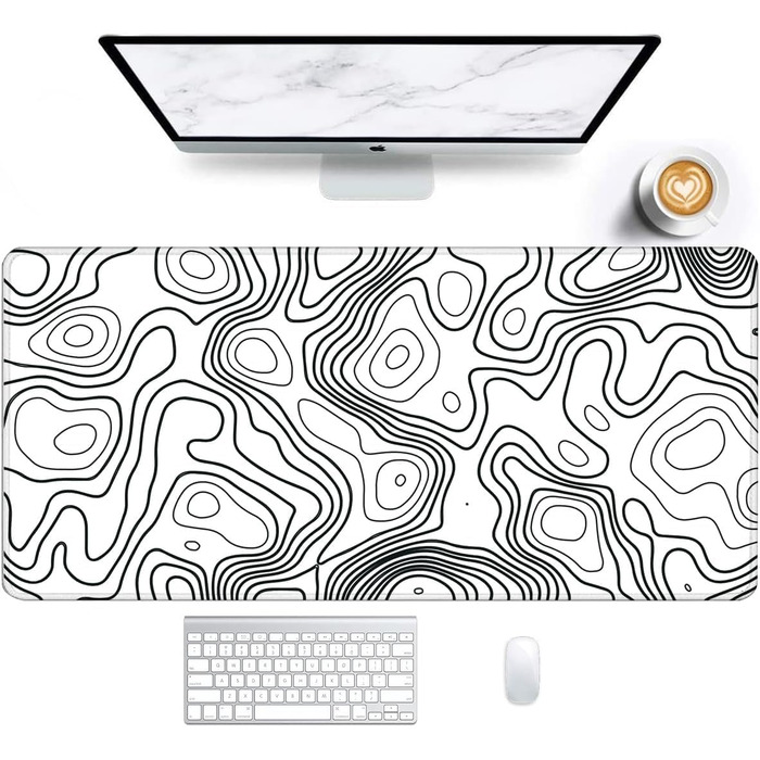 Кірпач для миші XXL 900 x 400 мм з художнім контуром, водонепроникний, з антиковзаючою основою для ПК, MacBook, ноутбука. Підвищує точність та швидкість.