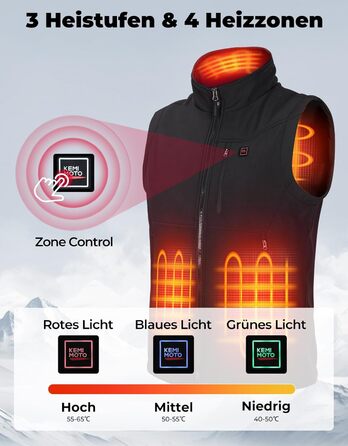 Обогреваемая жилетка KEMIMOTO с функцией App, для мужчин и женщин, с аккумулятором 10000mAh, 4 зоны обогрева, для мотоциклов, рыбалки, катания на лыжах, черный L