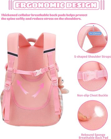 Дитячий рюкзак для дівчаток-підлітків, рожевий: зручний та водонепроникний для школи та подорожей (9-15 років)