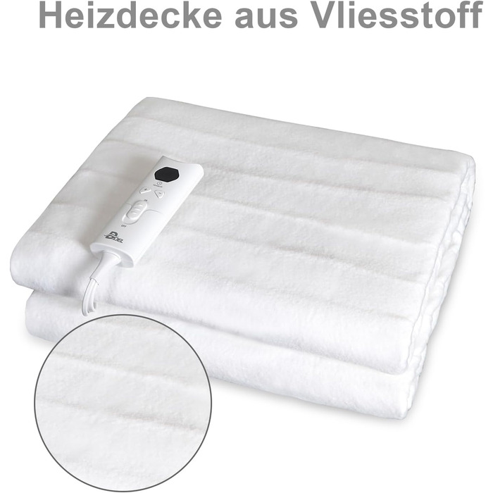 Електрична ковдра DOEL 160x140 см, тепла підстилка для двоспального ліжка з 10 рівнями нагріву, таймер 3/12 годин, машинне прання, 220-230V, 115W, біла