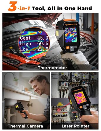 Професійна тепловізійна камера Handheld, 240 x 240, -20°C - 550°C, 15 колірних палітр, з лазерним покажчиком, для HVAC та інспекції будівель