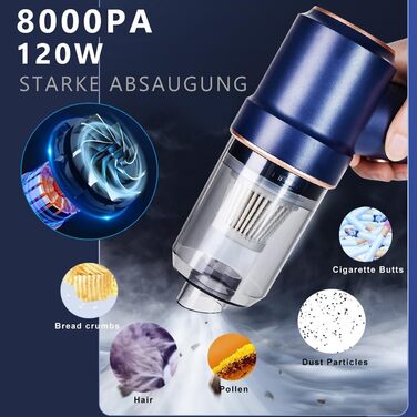 Бездротовий портативний пилосос 2-в-1 для дому, авто та тварин, 15000PA, мокрий/сухий, 120W (фіолетовий)