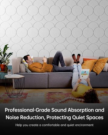 Акустичні панелі Soundsbay для звукоізоляції та декору стін, самоклейні шумопоглинаючі плити з поліестеру, 30x30x0.9 см, білі (12 шт)