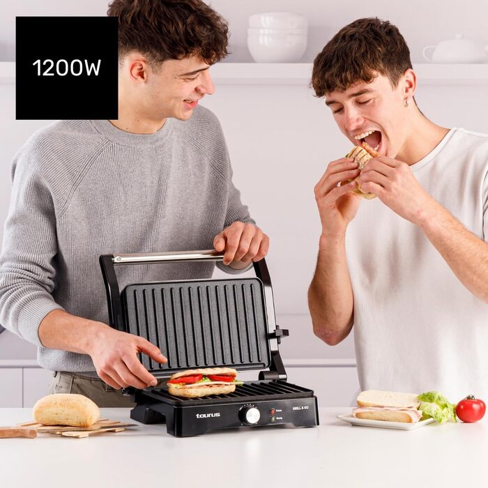 Taurus Electric Contact Grill GR1500X | 1500W | Non-Stick Plates | Adjustable Thermostat | Square Grill Plates