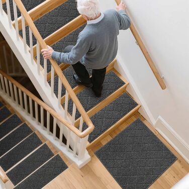 Ковзаючі сходи COSY HOMEER, 15 шт., 70 x 22 см, антиковзаючі, самоклеючі, машинне прання, 100% поліестер, TPE-підкладка, для дітей, літніх людей та домашніх тварин, сірий та білий