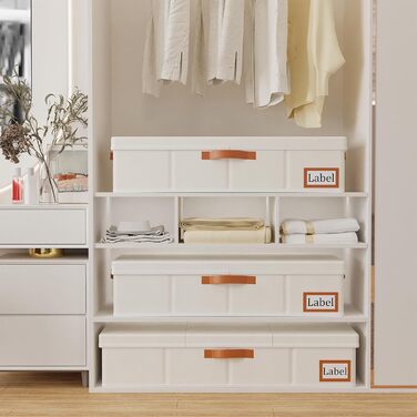 Yawinhe 2 Pack Under Bed Storage Drawers, Clothes Storage with Lid, Foldable Storage Bag with Handles, for Bedding, Blankets, Clothes, 60x30x15cm, Beige