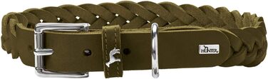 Нашийник для собак HUNTER SOLID EDUCATION SPECIAL, шкіряний, міцний, ручної плетіння, розмір S (45 см), оливковий колір
