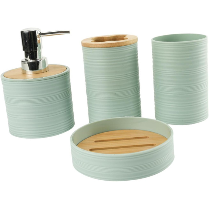Набір аксесуарів для ванної кімнати Perfk: дозатор мила, тримач зубних щіток, стакан для ополіскувача, зелений