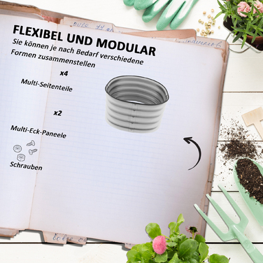 Outsunny Metal Raised Garden Bed 105x62x30cm Planting Box Vegetable Bed DIY Flower Box Open Bottom Herb Bed for Garden Balcony Silver