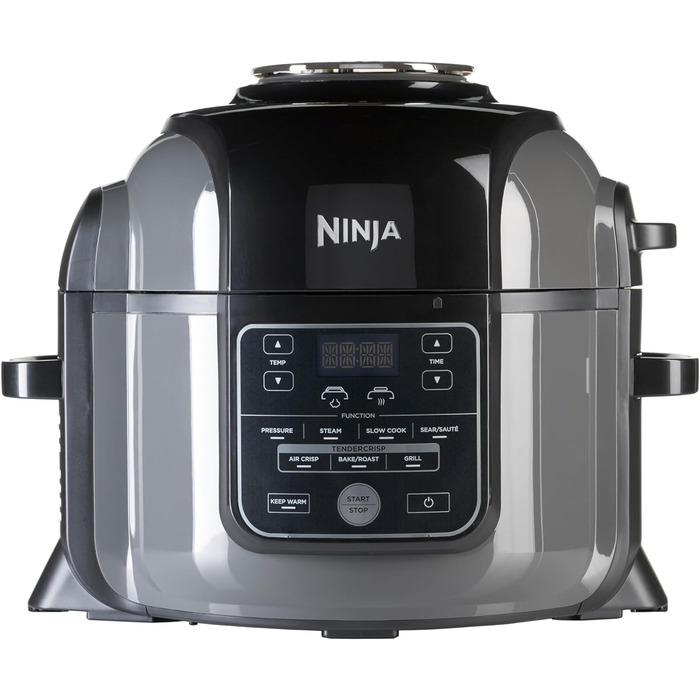 Ninja Foodi Multi-Cooker, 7-in-1, 6 L, 7 Cooking Functions, Pressure Cook, Air Fry, Pressure Cook, Grill and more, Brushed Steel & Black, OP300EU