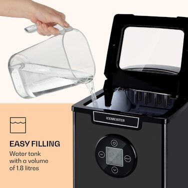 Машина для приготування льоду Klarstein Eiswürfelmaschine Klein, 1.8 л, самоочищення, LED-дисплей, для дому