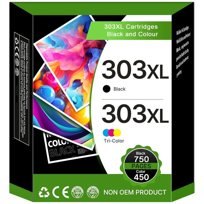 Картриджі ColoWorld 303XL для принтерів HP Envy Inspire 7200e 7220e 7900e 7920e, Envy Photo 6200 6230 7800, Tango X Smart, Multipack (2 шт.)