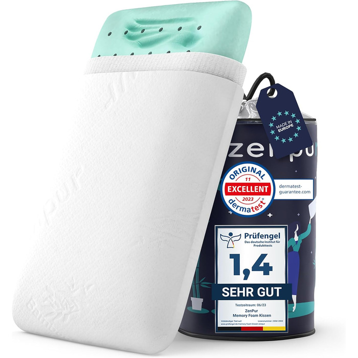 ZenPur Orthopedic Neck Pillow 40x60-13cm Memory Foam Pillow - Ergonomic Sleeping Pillow for Neck and Shoulder, Oeko-TEX Certified Medium Pillow 40 x 60 x 13 cm