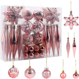 40 шт. прикрас на ялинку: міцні кулі, ялинкові орнаменти, декор для ялинки (Рожевий)