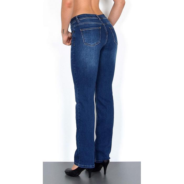 Джинси жіночі ESRA Straight Jeans з еластичного деніму, висока талія, прямі, великі розміри до 44