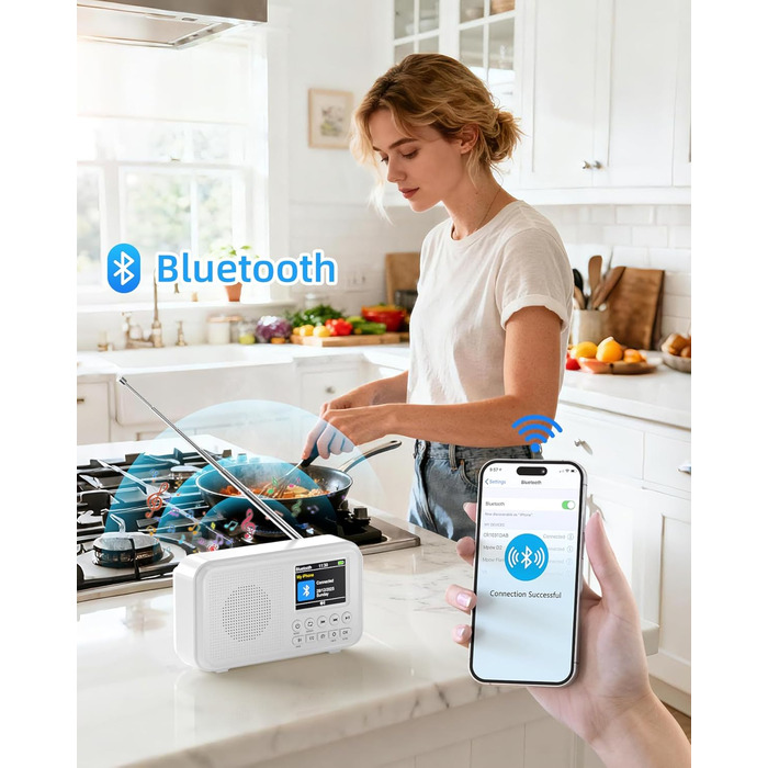 Портативне DAB/FM радіо з Bluetooth, кольоровим дисплеєм 2.4