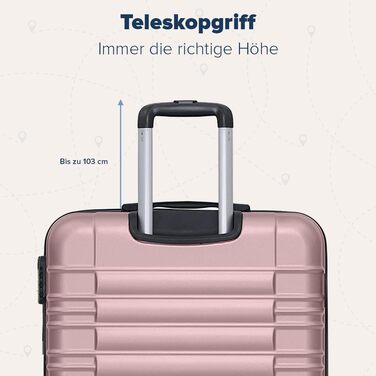 Валіза TRVLMORE - ручна валіза, валіза на колесах, рожевий валіза-тележка 55x40x20, легка валіза з жорстким корпусом, валіза для подорожей