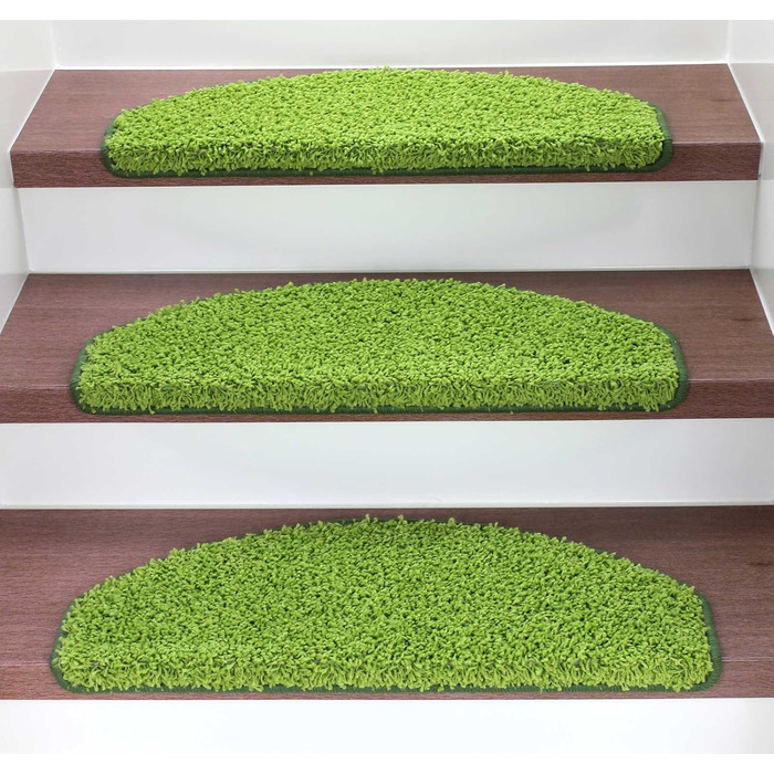 Kettelservice-Metzker Stair Treads/Step Mats Shaggy - Half-Round 10 Current Colors in Value Pack 15 Pieces (Light Green) -Light Green-